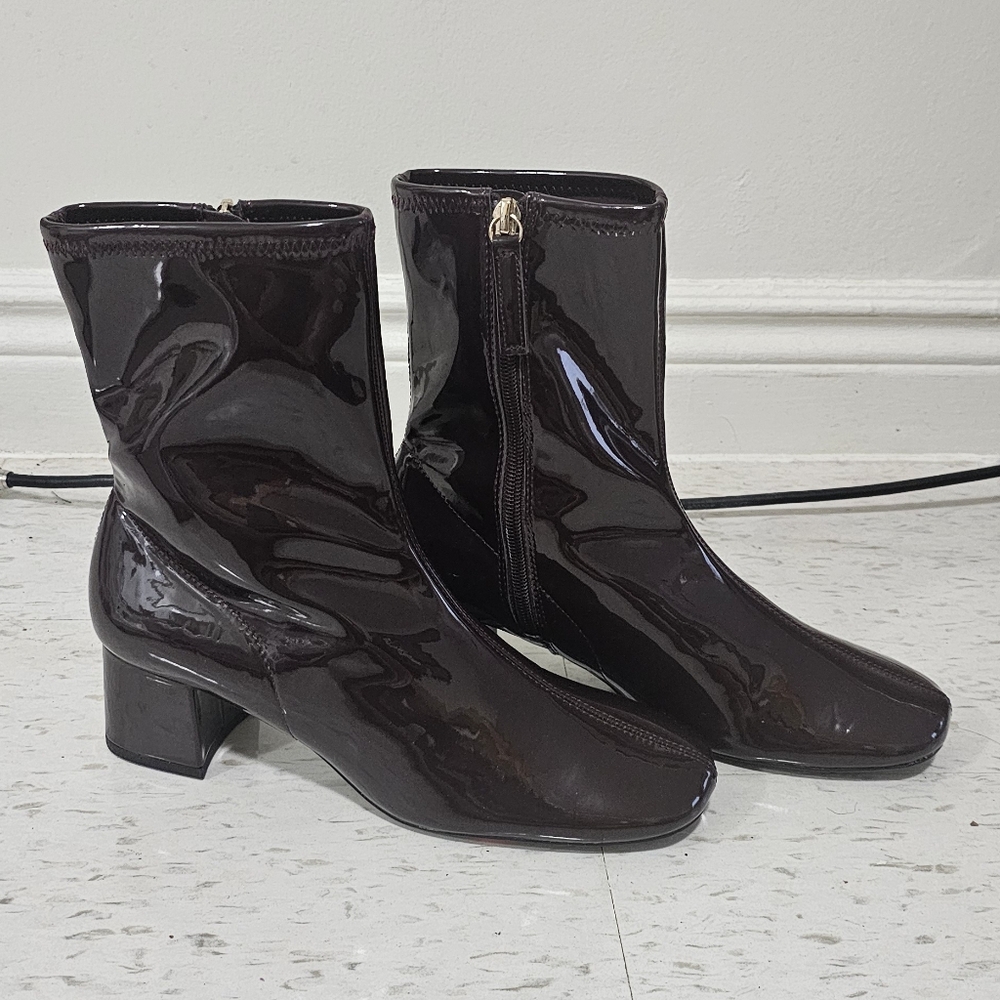 New brand Burgundy Patent Leather Ankle Boots 8.5
